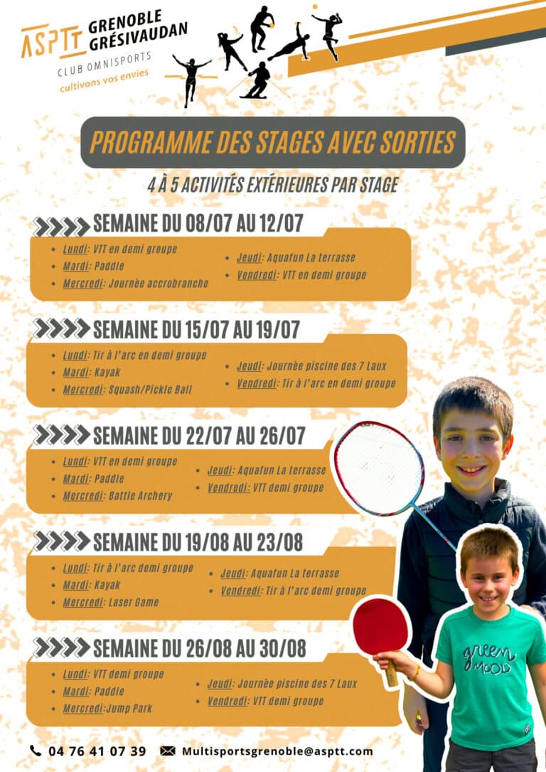 STAGES MULTISPORTS ETE 2024 ASPTT Grenoble Grésivaudan